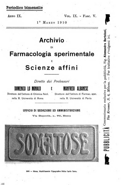 Archivio di farmacologia sperimentale e scienze affini