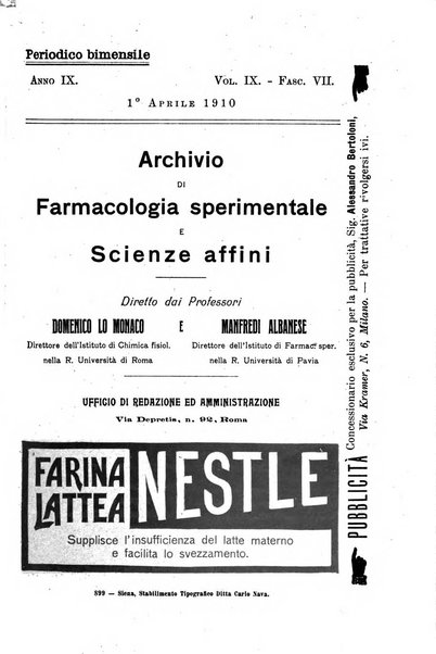 Archivio di farmacologia sperimentale e scienze affini