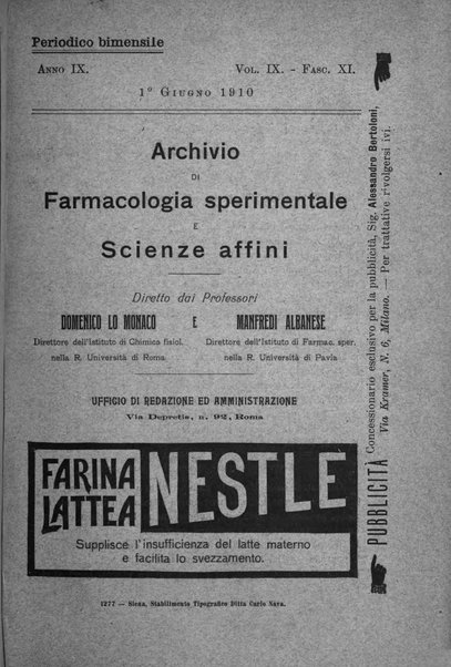 Archivio di farmacologia sperimentale e scienze affini