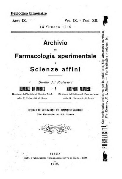 Archivio di farmacologia sperimentale e scienze affini