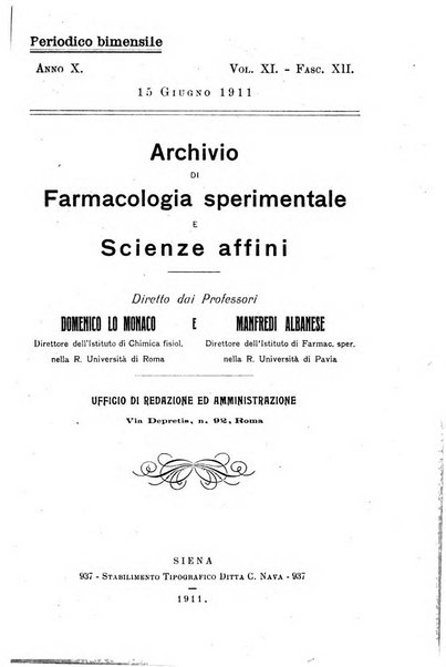 Archivio di farmacologia sperimentale e scienze affini