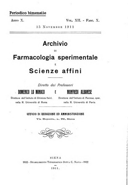 Archivio di farmacologia sperimentale e scienze affini