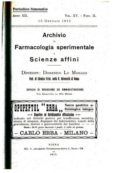 Archivio di farmacologia sperimentale e scienze affini