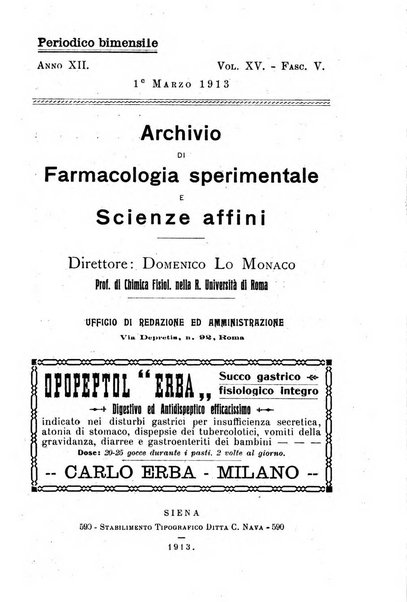 Archivio di farmacologia sperimentale e scienze affini