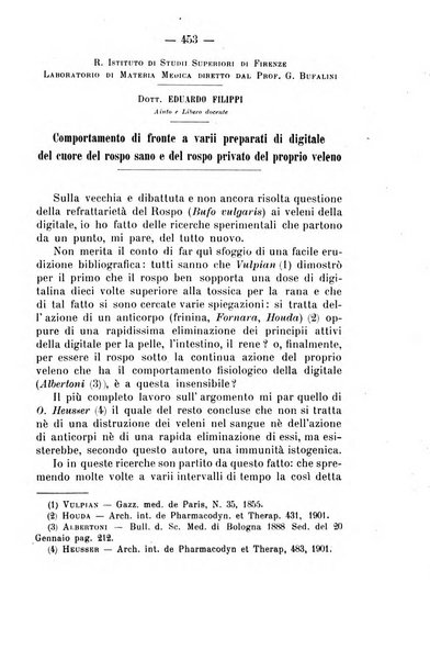 Archivio di farmacologia sperimentale e scienze affini