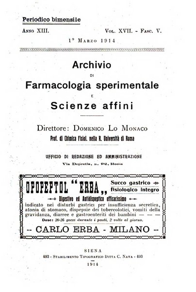 Archivio di farmacologia sperimentale e scienze affini