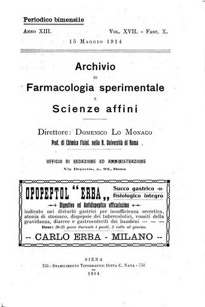 Archivio di farmacologia sperimentale e scienze affini