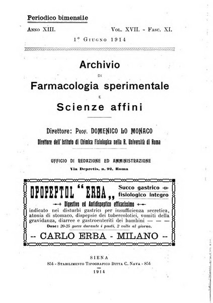 Archivio di farmacologia sperimentale e scienze affini