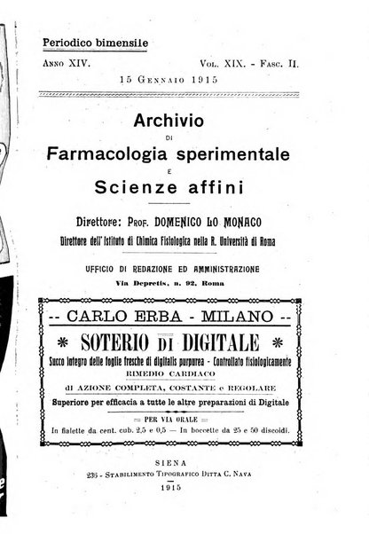 Archivio di farmacologia sperimentale e scienze affini