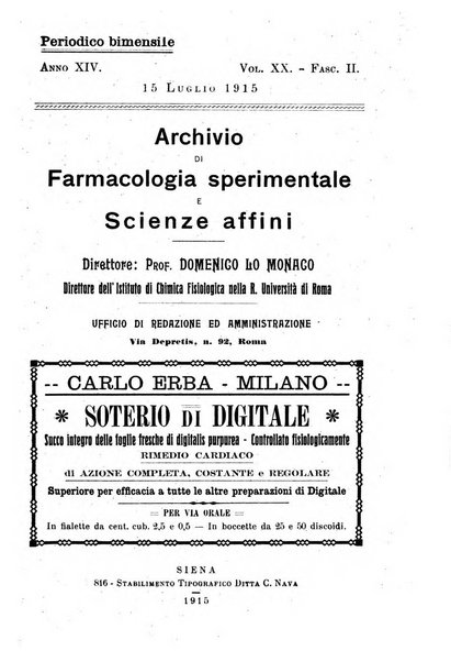 Archivio di farmacologia sperimentale e scienze affini