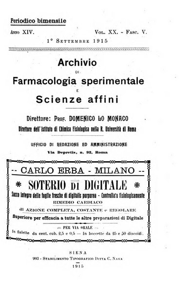 Archivio di farmacologia sperimentale e scienze affini