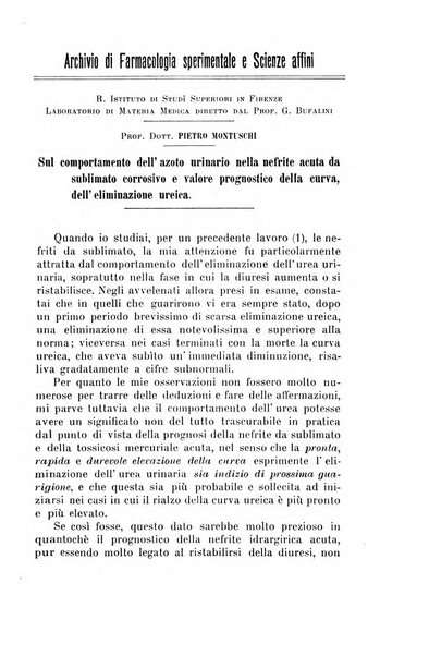 Archivio di farmacologia sperimentale e scienze affini