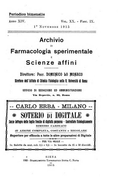 Archivio di farmacologia sperimentale e scienze affini