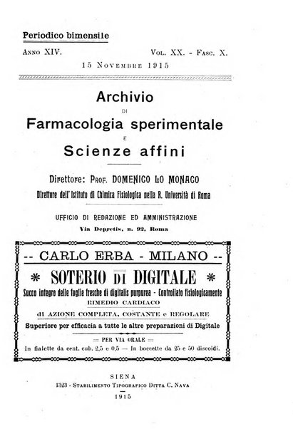 Archivio di farmacologia sperimentale e scienze affini