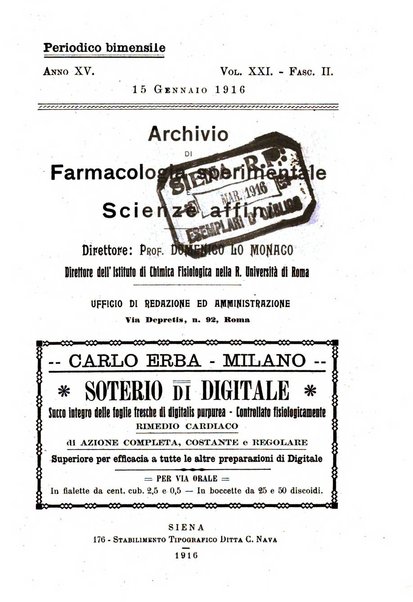 Archivio di farmacologia sperimentale e scienze affini