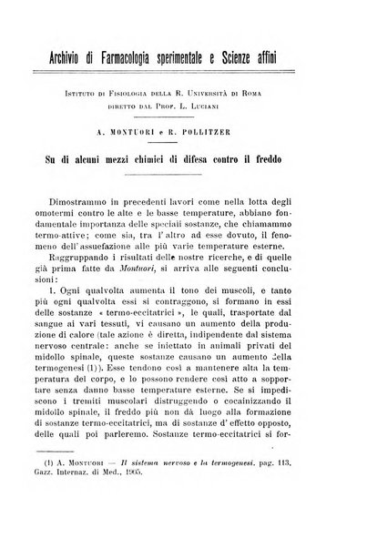 Archivio di farmacologia sperimentale e scienze affini