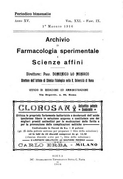 Archivio di farmacologia sperimentale e scienze affini