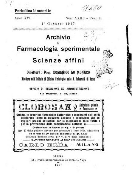 Archivio di farmacologia sperimentale e scienze affini