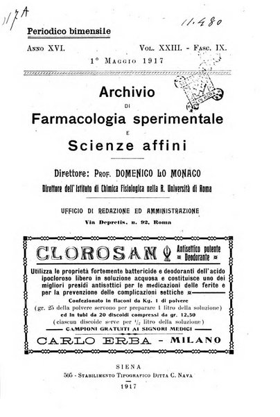 Archivio di farmacologia sperimentale e scienze affini