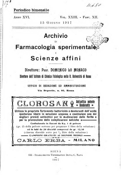 Archivio di farmacologia sperimentale e scienze affini