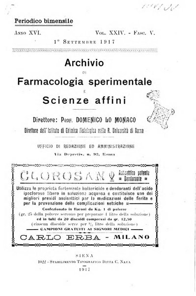 Archivio di farmacologia sperimentale e scienze affini