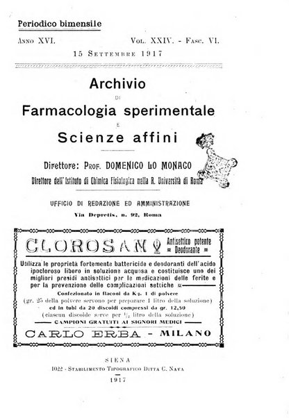 Archivio di farmacologia sperimentale e scienze affini