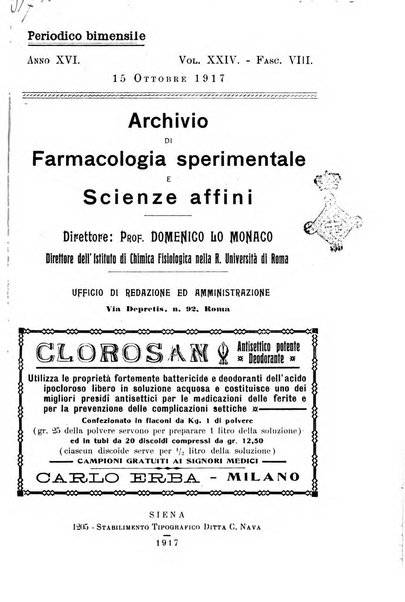 Archivio di farmacologia sperimentale e scienze affini