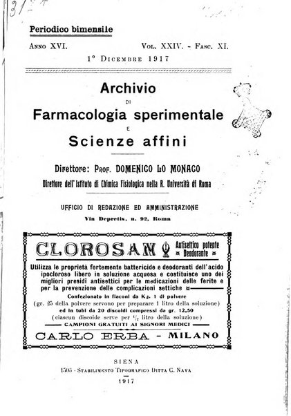 Archivio di farmacologia sperimentale e scienze affini