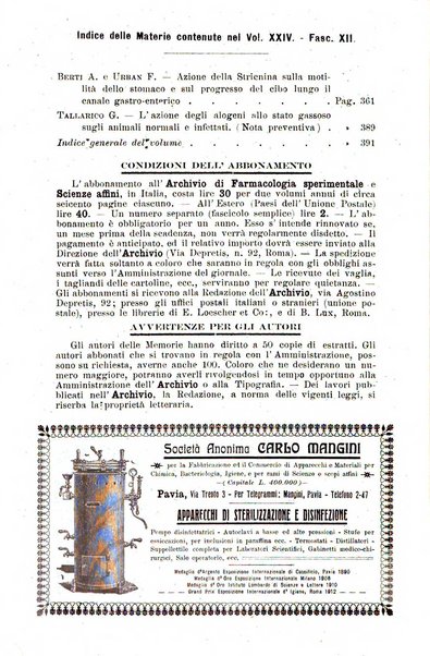 Archivio di farmacologia sperimentale e scienze affini