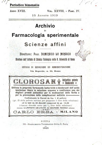 Archivio di farmacologia sperimentale e scienze affini