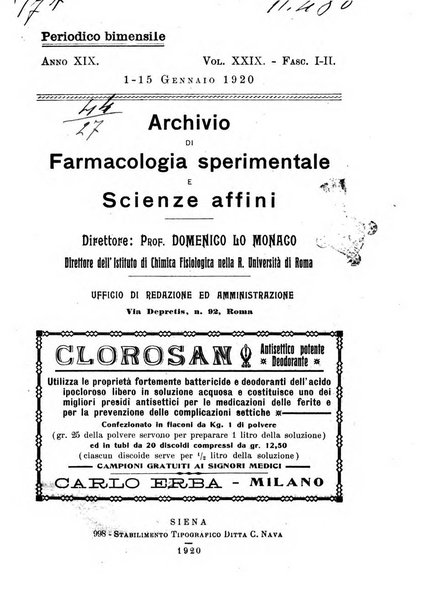 Archivio di farmacologia sperimentale e scienze affini