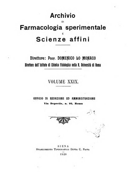 Archivio di farmacologia sperimentale e scienze affini