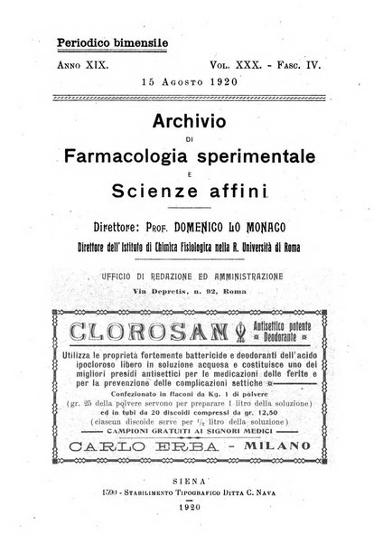 Archivio di farmacologia sperimentale e scienze affini