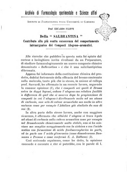 Archivio di farmacologia sperimentale e scienze affini