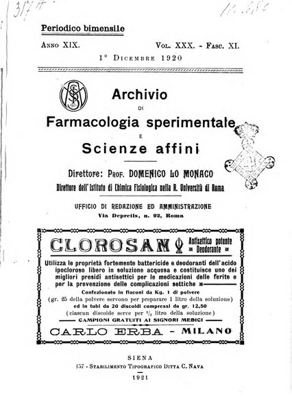 Archivio di farmacologia sperimentale e scienze affini