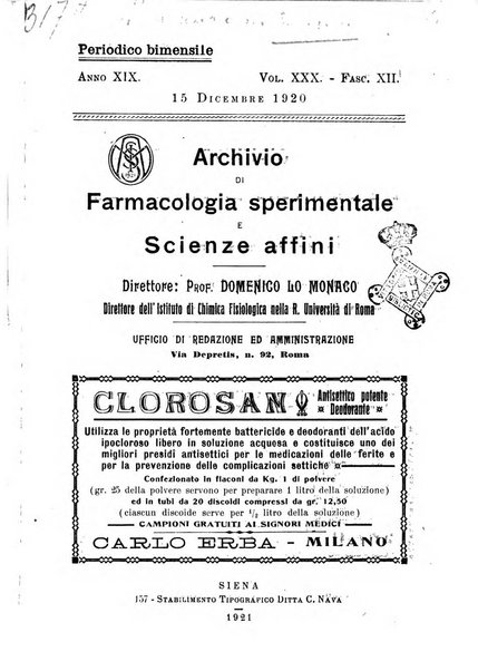 Archivio di farmacologia sperimentale e scienze affini