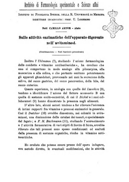 Archivio di farmacologia sperimentale e scienze affini