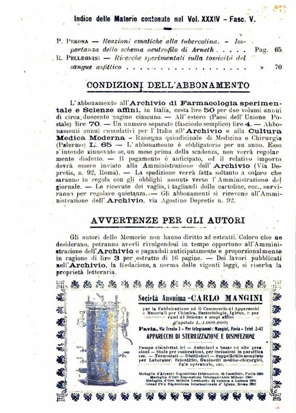 Archivio di farmacologia sperimentale e scienze affini