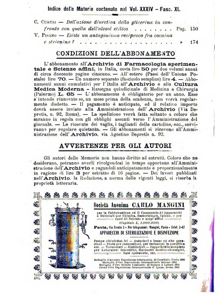 Archivio di farmacologia sperimentale e scienze affini