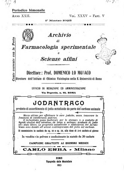 Archivio di farmacologia sperimentale e scienze affini