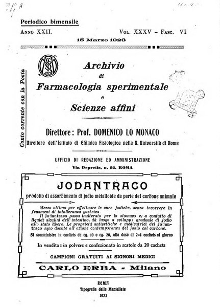 Archivio di farmacologia sperimentale e scienze affini