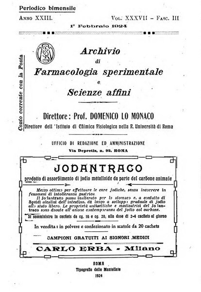 Archivio di farmacologia sperimentale e scienze affini