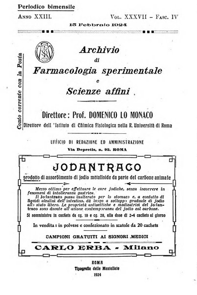 Archivio di farmacologia sperimentale e scienze affini