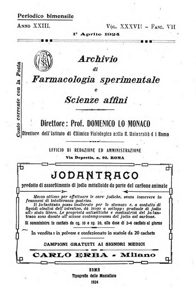 Archivio di farmacologia sperimentale e scienze affini