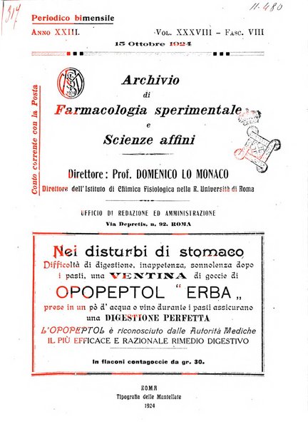 Archivio di farmacologia sperimentale e scienze affini