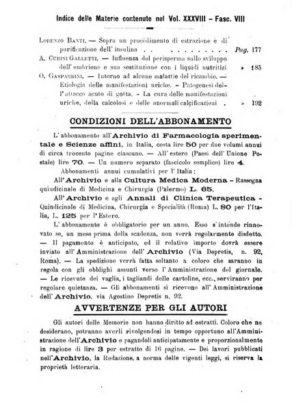 Archivio di farmacologia sperimentale e scienze affini