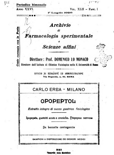 Archivio di farmacologia sperimentale e scienze affini