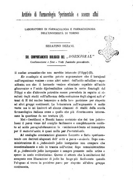 Archivio di farmacologia sperimentale e scienze affini