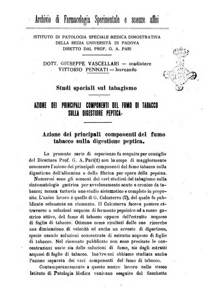 Archivio di farmacologia sperimentale e scienze affini