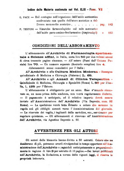 Archivio di farmacologia sperimentale e scienze affini